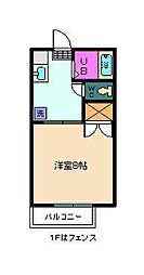 カルム2 1Kの間取図画像