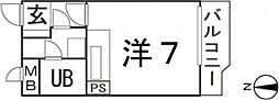 ユニゾン常盤 ワンルームの間取図画像