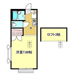 レオパレスグリーンビュウ2 1SKの間取図画像
