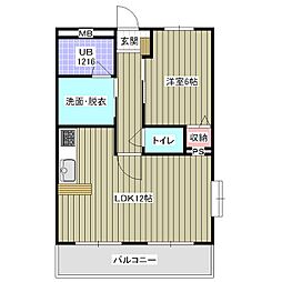 レアールパルA棟 1LDKの間取図画像