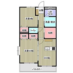 レアールマンションセレッソA 2SLDKの間取図画像