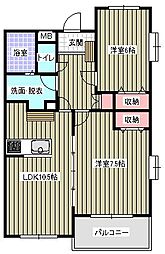 レアールマンションセレッソB 2LDKの間取図画像