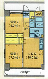 サルナート藤枝 2LDKの間取図画像