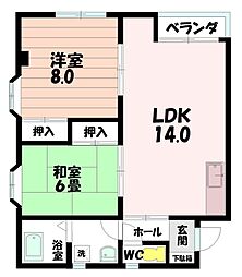 鈴木ビル 2LDKの間取図画像