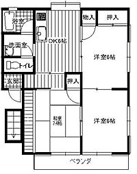 エクセラン吉田B 3DKの間取図画像