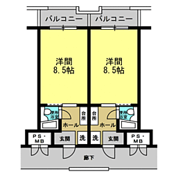 富士見ハイツ 1Kの間取図画像