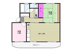 剱持マンション 2LDKの間取図画像