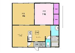 サザンハイツ 2LDKの間取図画像