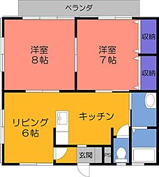 サザンハイツ 2LDKの間取図画像