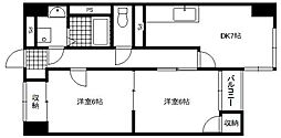 セーフティーメゾン中央町 2DKの間取図画像