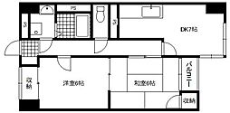 セーフティーメゾン中央町 2DKの間取図画像