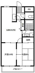 パレスコートマスダ2 2LDKの間取図画像