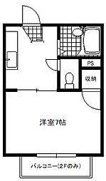 フレグランス矢立B 1Kの間取図画像