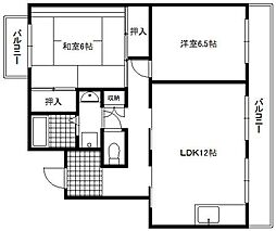 クレ青島 2LDKの間取図画像