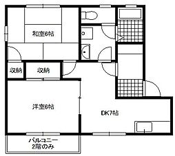 フレグランス宇東川E 2DKの間取図画像