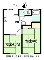パナハイツ福島 2DKの間取図画像