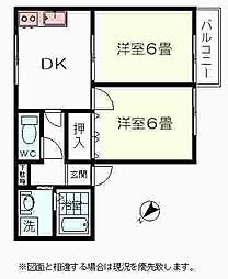 JR伊東線 網代駅 徒歩20分の賃貸アパート 2階2DKの間取り