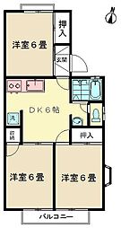 セゾンセジュールC 3DKの間取図画像