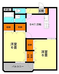 ヴィラメゾン時空庵 2DKの間取図画像