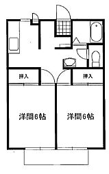 メイプルA 2DKの間取図画像