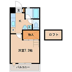ハピネス銀杏町 1Kの間取図画像