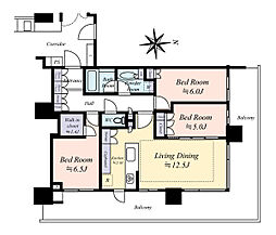 ＨＡＲＵＭＩ　ＦＬＡＧ　ＰＡＲＫ　ＶＩＬＬＡＧＥＴ棟 3LDKの間取り