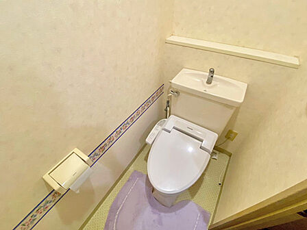 手洗い器付きで使い勝手の良いトイレスペース。清潔感のある空間に仕上がっています。