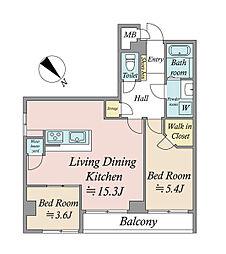 トーカンマンション王子 2LDKの間取り