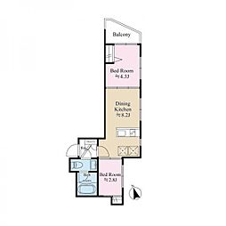 アウルズ早稲田 2階2DKの間取り