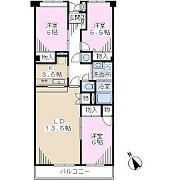 東葉コーポ北方Ｃ棟 1階3LDKの間取り