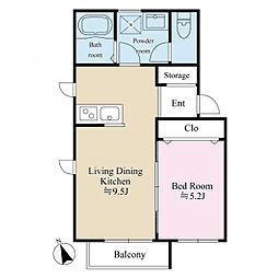 東急ミルクリーク市川北・B 1LDKの間取図画像