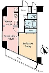 ヒルズ代官山 10階1LDKの間取り