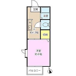 メゾンピオーネ 1階1Kの間取り
