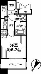 ファミール日本橋浜町グランスイート 2階1Kの間取り