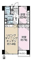 東陽町コーポラス 6階2LDKの間取り