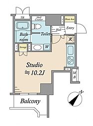 日本橋ヴォアール ワンルームの間取図画像
