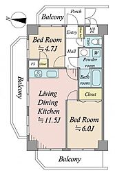 ライオンズプラザ東向島 2LDKの間取図画像