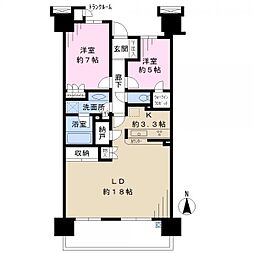 ワンダーベイシティSAZANフロントウイング 2SLDKの間取図画像