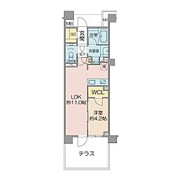 アトラスシティ千歳烏山グランスイート杜ノ棟 1階1LDKの間取り