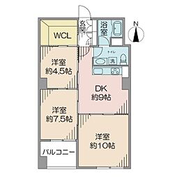 目白ビル 3DKの間取図画像