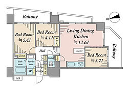 パレステージ上野 3LDKの間取り