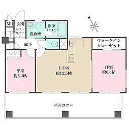 パークサイド砧 2LDKの間取図画像