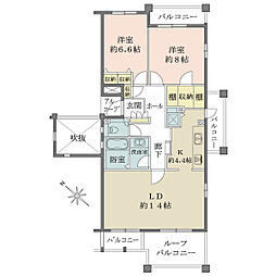 レーベンスガルテン長池II 2LDKの間取り