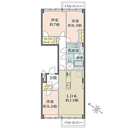 日生住宅目黒マンション 3LDKの間取図画像