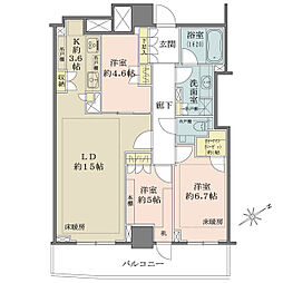 ザ・パークハウス三田ガーデンレジデンス&タワータワー棟 3LDKの間取図画像