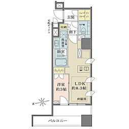 PROUD五反田 1LDKの間取図画像