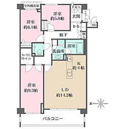 パークハウス芝白金台 3LDKの間取図画像