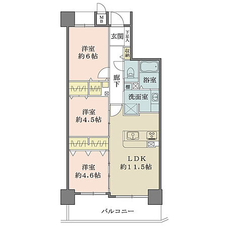 3LDK 間取り