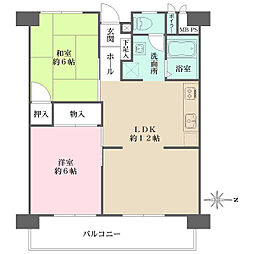 京都四条グランドハイツ 2LDKの間取図画像