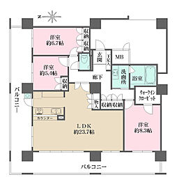 デ・リード大津におの浜レイクサイドタワー 3LDKの間取り